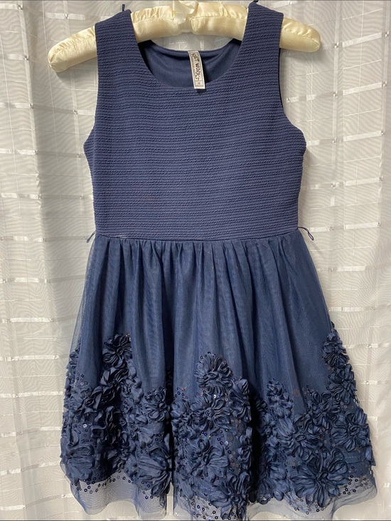 Knitworks Other - Knitworks Navy Blue Floral Appliqué Tulle Party Dress